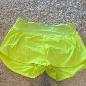 Lululemon Women's Speed Up Neon Yellow Shorts